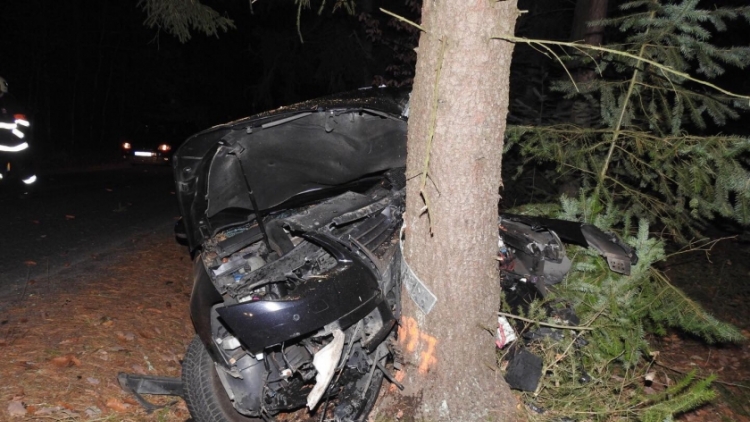 Aktuálně: Náraz do stromu zdemoloval Volkswagen k nepoznání, řidička je v péči lékařů
