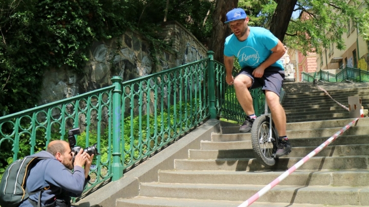 Jezdec na jednokolce Petr Beneš se na Svatohorských schodech pokusí o další rekord