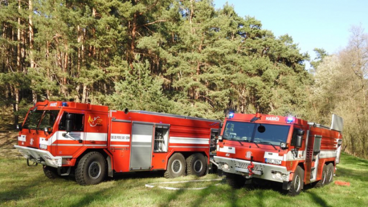 Čtyři jednotky hasičů zasahují u požáru lesa