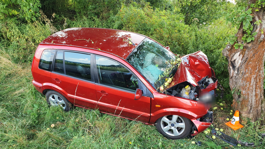 U Březnice narazil řidič fordu do stromu, dva zranění