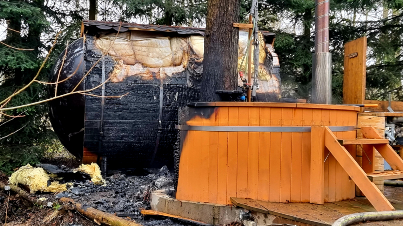 V obci Hutě pod Třemšínem likvidovali hasiči požár sauny u rodinného domu