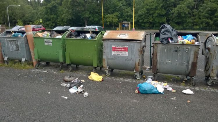 Foto dne: Bezdomovci dělají u popelnic nepořádek, TS ho uklízí
