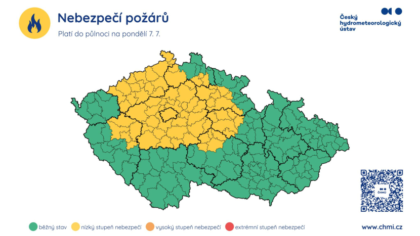 Meteorologové varují před nebezpečím požárů, ale i před bouřkami