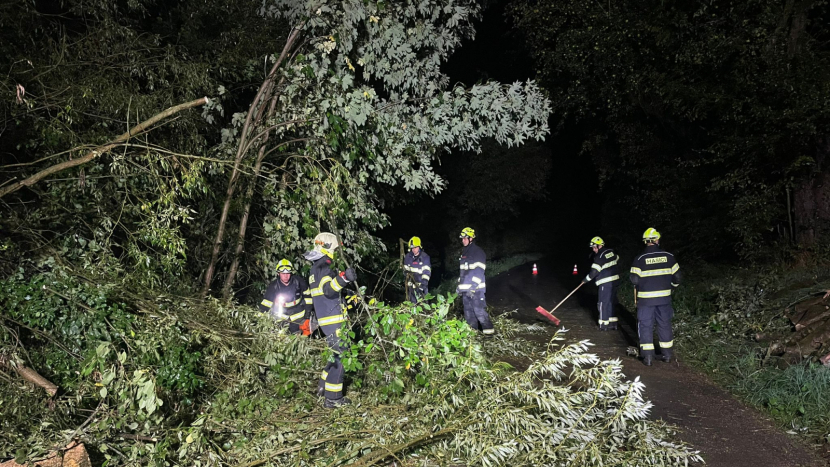 Bouřlivá noc zaměstnala znovu hasiče, především odstraňovali popadané stromy