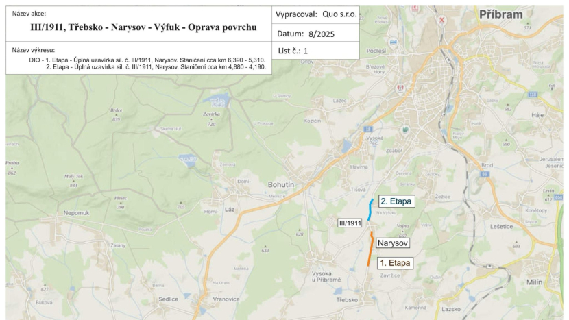 Oprava povrchu komunikace přinese dopravní omezení