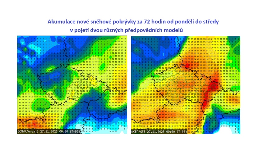 V noci může napadnout v regionu až pět centimetrů sněhu