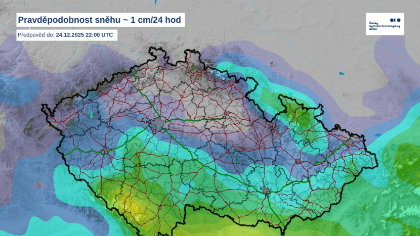 O Štědrém dni může na části území sněžit