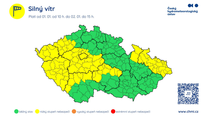 Meteorologové vydali výstrahu kvůli silnému větru a tvorbě závějí