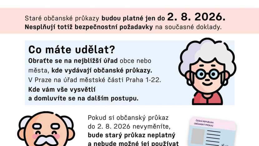 Ministerstvo varuje: Tisícům seniorů brzy přestanou platit občanky bez omezení