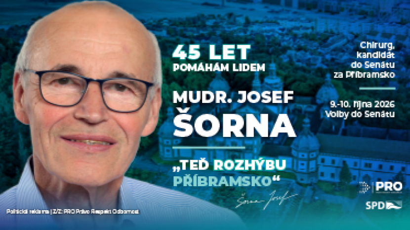 Lékař, sportovec a patriot. Josef Šorna chce v Senátu bojovat za lepší životní úroveň na Příbramsku
