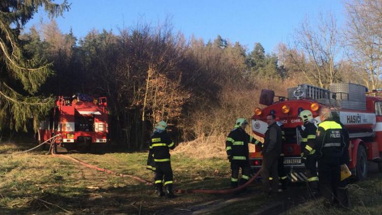 Poblíž Březnice zasahují hasiči u požáru lesa