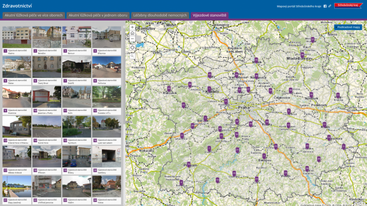 Na mapovém portálu Středočeského kraje je k dispozici nová mapová aplikace Zdravotnictví