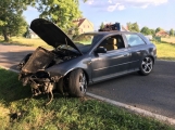 Aktuálně: Řidič čelním nárazem o strom zdemoloval Audi, posádka vozidla je v péči záchranářů