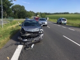 Nehoda dvou osobních aut zkomplikovala provoz z Příbrami směrem na Milín