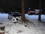 Aktuálně: U Obecnice narazil Peugeot do stromu, řidič vyvázl bez zranění