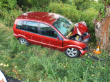 U Březnice narazil řidič fordu do stromu, dva zranění