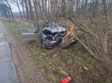Auto u Dublovic přerazilo strom, řidička skončila v nemocnici