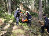 Šedesát hasičů a policistů hledalo čtyři lidi v Brdech. Naštěstí jen cvičně