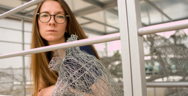 Měsíc v kleci před Poslaneckou sněmovnou, lidé se zavřou se sochami slepic