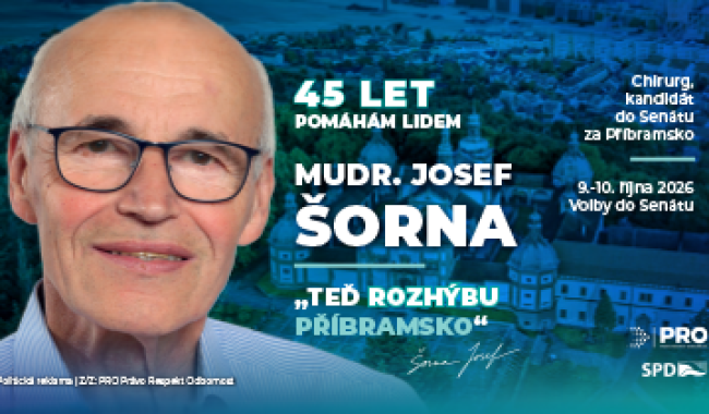 Lékař, sportovec a patriot. Josef Šorna chce v Senátu bojovat za lepší životní úroveň na Příbramsku