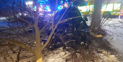 Aktuálně: Auto narazilo do stromu, řidiče vyprošťují hasiči