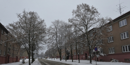Silnice pokrývá rozbředlý nebo ujetý sníh