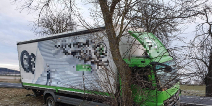 Na namrzlé silnici dostal smyk, zastavil až o strom