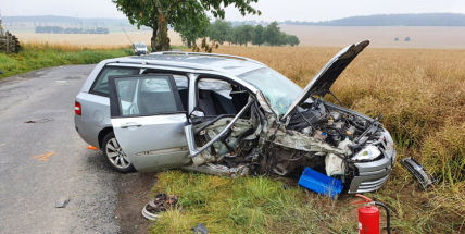 Opilý řidič, který zdemoloval auto u Kozárovic, převážel utečence z dětského domova