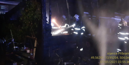 Hasiči likvidovali požár zahradního domku v Březnici