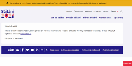 On-line sčítání lidu má výpadek. Služba je nedostupná, hlásí web
