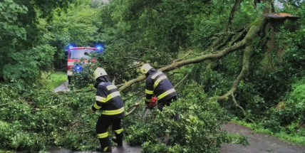 U Mníšku pod Brdy uzavřelo silnici po sobotní bouřce asi 20 popadaných stromů
