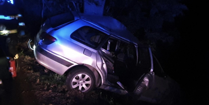 U Klenovic v noci narazilo auto do stromu, čtyři zranění
