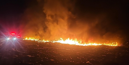 Tři hasičské jednotky vyjížděly v noci k požáru skládky u Chrástu