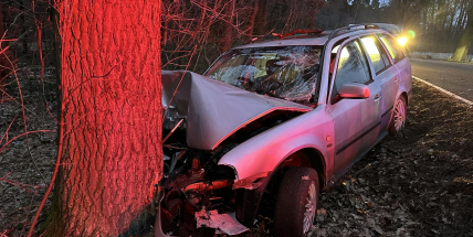 U Horčápska narazilo auto do stromu, řidič skončil v nemocnici