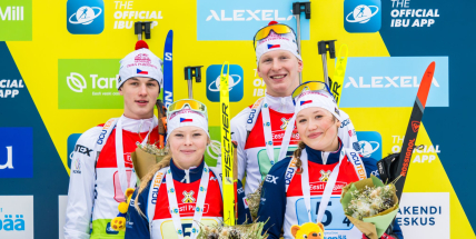 Biatlonista David Eliáš pomohl smíšené štafetě k bronzu na MS v Otepää