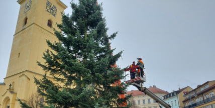 Příbramské náměstí už zdobí vánoční strom
