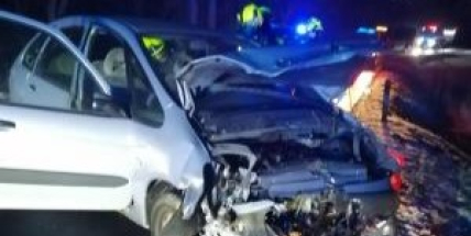 Řidič Citroënu dostal na namrzlé vozovce smyk a narazil do stromu