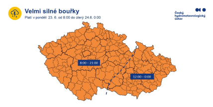 V pondělí přijdou silné bouřky, meteorologové vydali varování