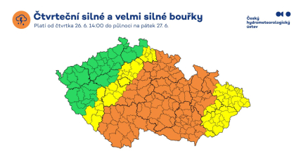 Výstraha: Ve čtvrtek hrozí vedra, silné bouřky a přívalové deště