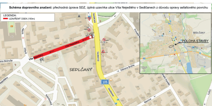 Sedlčany uzavřely ulici Víta Nejedlého kvůli opravě vozovky
