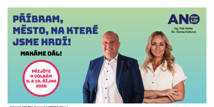 ANO Příbram (číslo 9) představuje kandidáty Denisu Kotkovou a Petra Rottera