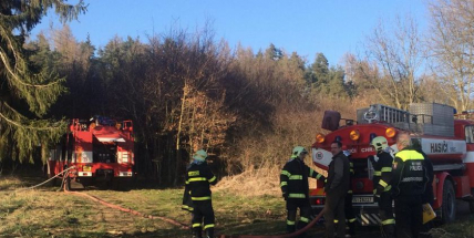 Poblíž Březnice zasahují hasiči u požáru lesa