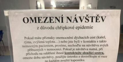 Chřipka na Příbramsku přerůstá v epidemii. Od pátku 2. února 2018 jsou až do odvolání na lůžkových odděleních ON Příbram zcela zakázány návštěvy
